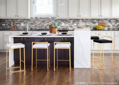 Fuji 26 Gold White Velvet Contemporary Stackable Stool (Set of 3)