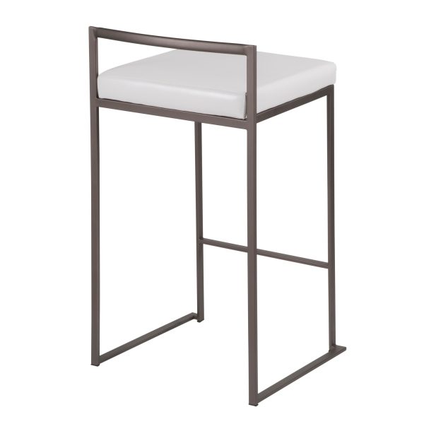 Fuji 26 Inch Antique Metal White Contemporary Stools Set of 3 5
