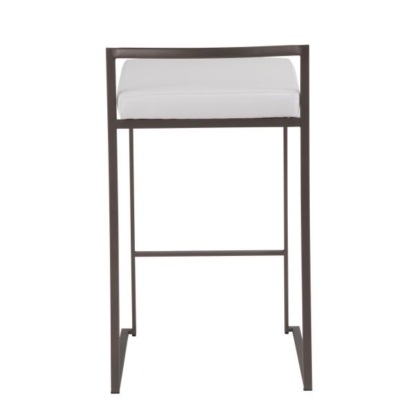 Fuji 26 Inch Antique Metal White Contemporary Stools Set of 3 6