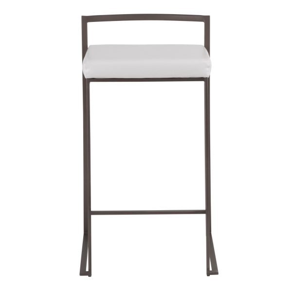 Fuji 26 Inch Antique Metal White Contemporary Stools Set of 3 7