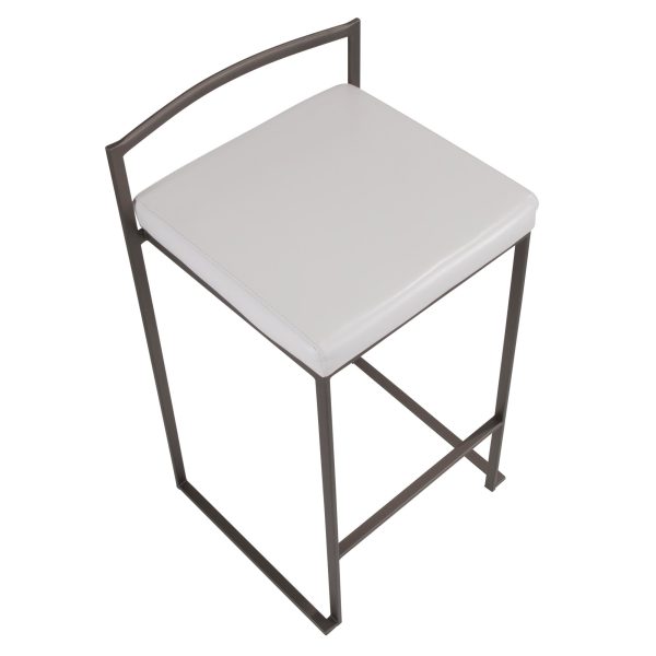 Fuji 26 Inch Antique Metal White Contemporary Stools Set of 3 8