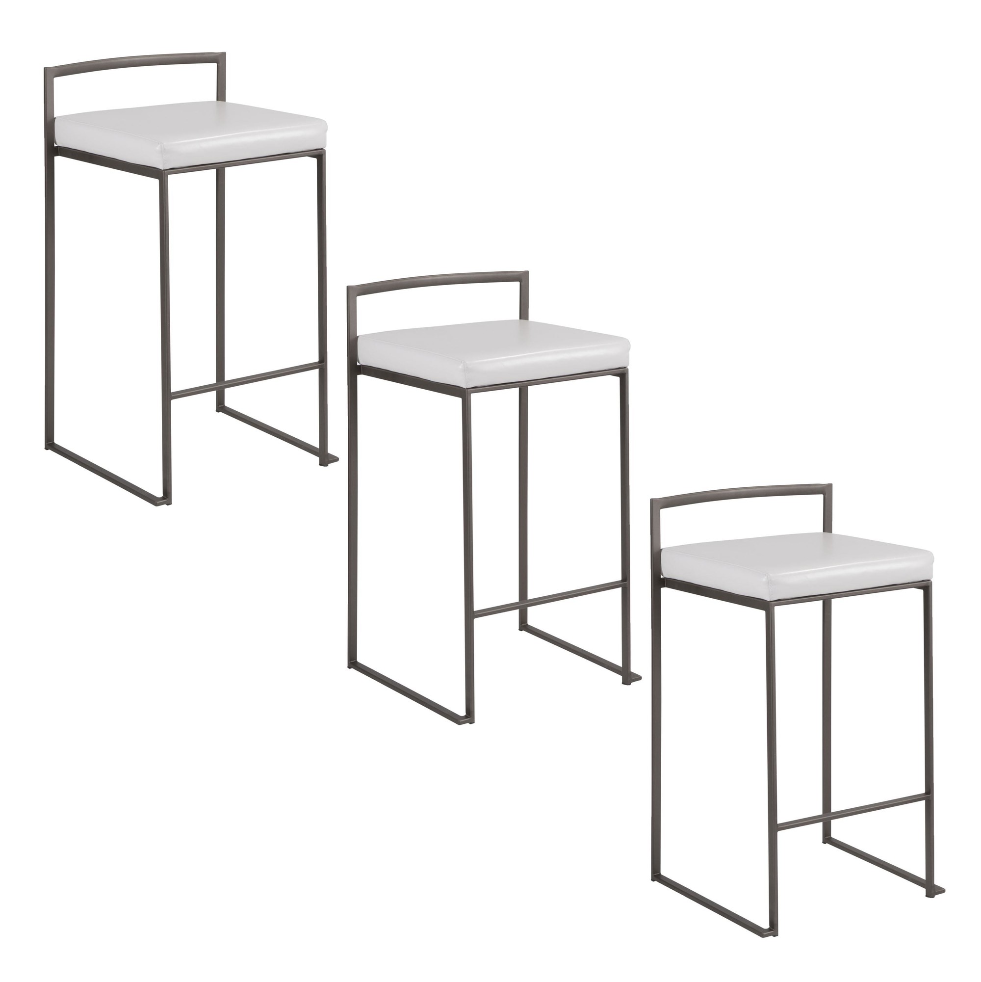 Fuji 26 Inch Antique Metal White Contemporary Stools (Set of 3) 10 Fuji 26 Inch Antique Metal White Contemporary Stools (Set of 3) - Image 10