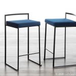 Fuji 26-Inch Black Metal Blue Velvet Contemporary Stools (Set of 3) 16 Fuji 26-Inch Black Metal Blue Velvet Contemporary Stools (Set of 3)