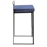 Fuji 26-Inch Black Metal Blue Velvet Contemporary Stools (Set of 3) 20 Fuji 26-Inch Black Metal Blue Velvet Contemporary Stools (Set of 3)