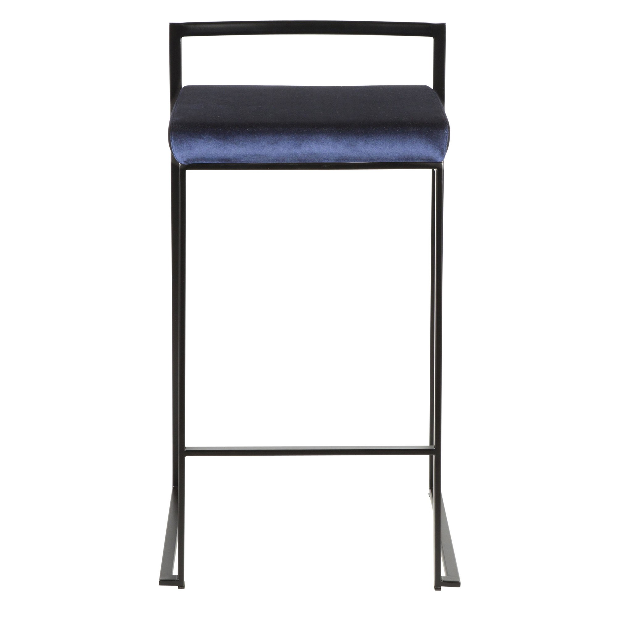 Fuji 26-Inch Black Metal Blue Velvet Contemporary Stools (Set of 3) 10 Fuji 26-Inch Black Metal Blue Velvet Contemporary Stools (Set of 3) - Image 10