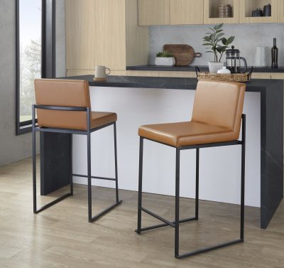 Fuji 26-Inch Black Metal Camel Contemporary Counter Stools (Set of 2)