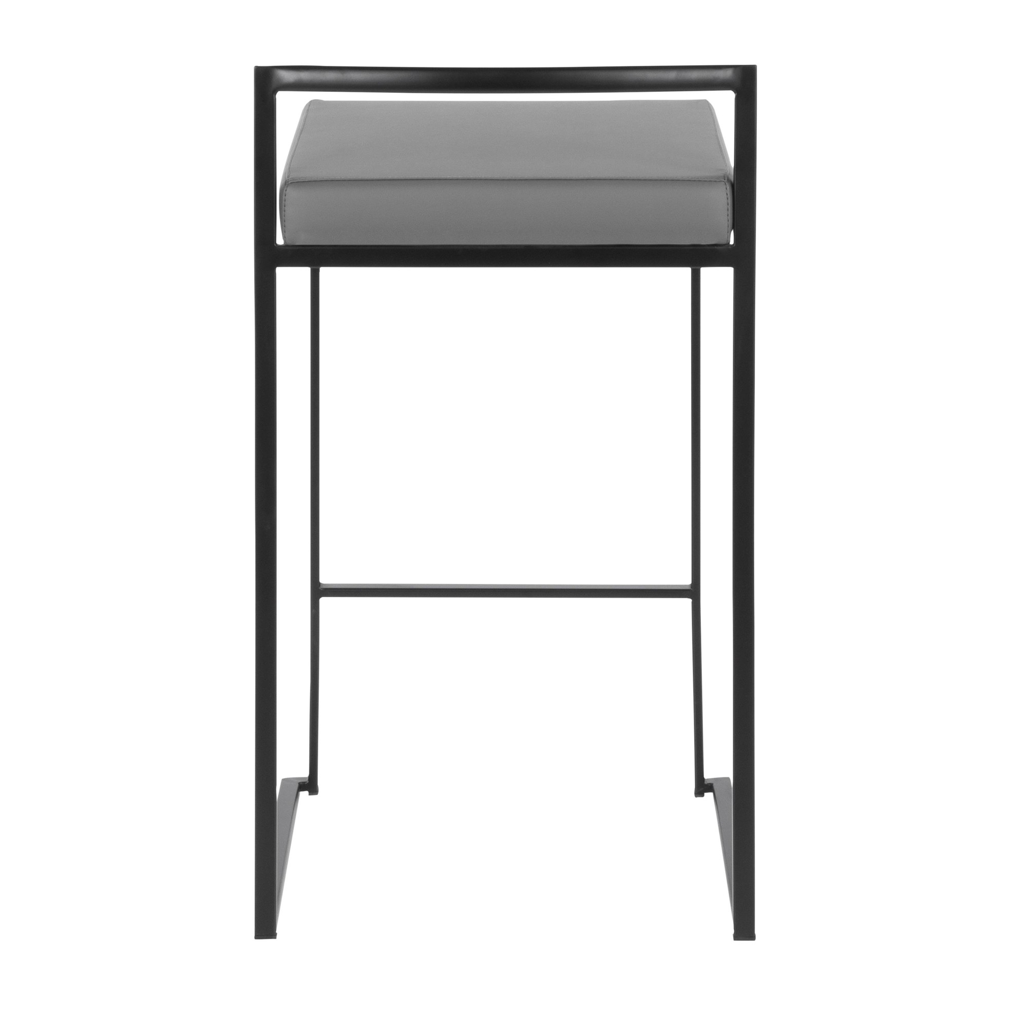 Fuji 26 Inch Black Metal Grey Faux Leather Stools (Set of 3) 7 Fuji 26 Inch Black Metal Grey Faux Leather Stools (Set of 3) - Image 7