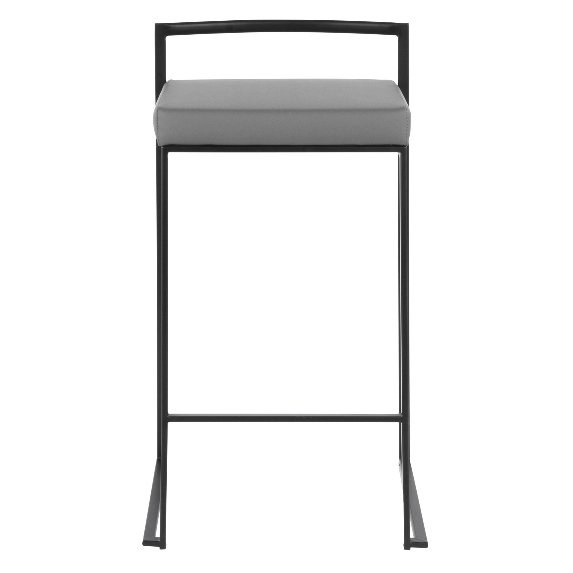 Fuji 26 Inch Black Metal Grey Faux Leather Stools (Set of 3) 8 Fuji 26 Inch Black Metal Grey Faux Leather Stools (Set of 3) - Image 8