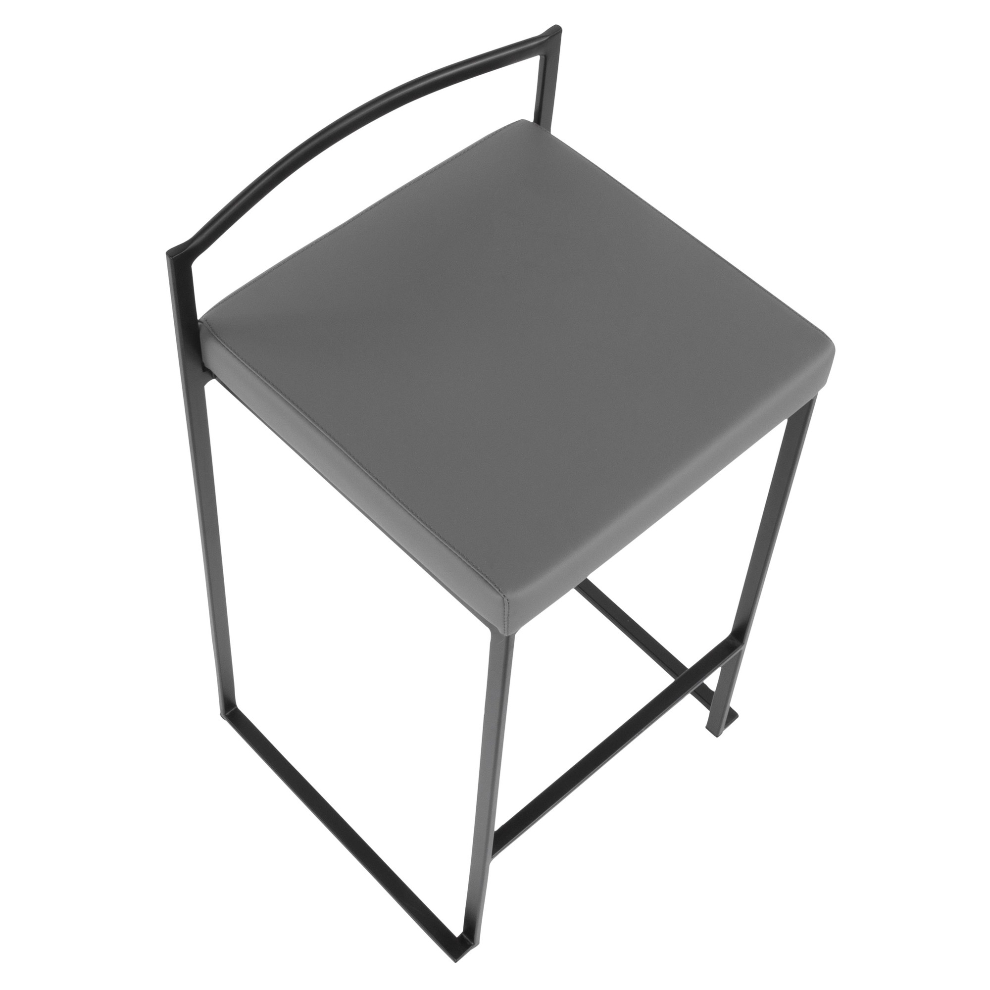 Fuji 26 Inch Black Metal Grey Faux Leather Stools (Set of 3) 9 Fuji 26 Inch Black Metal Grey Faux Leather Stools (Set of 3) - Image 9