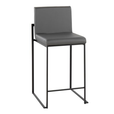 Fuji 26 Inch Black Steel Grey Contemporary Stool (Set of 3)