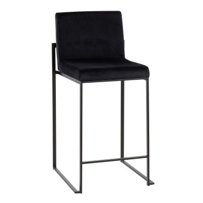 Fuji 26-Inch Black Velvet Contemporary Counter Stool (Set of 3)