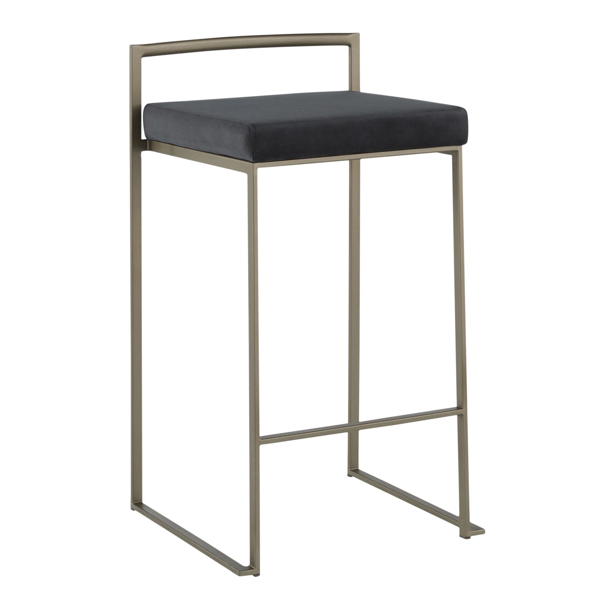 Fuji 26 Inch Black Velvet Industrial Counter Stool (Set of 3) 2 Fuji 26 Inch Black Velvet Industrial Counter Stool (Set of 3) - Image 2