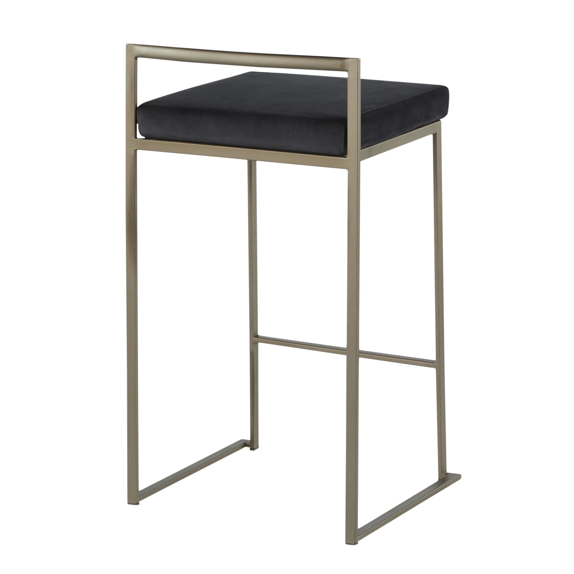 Fuji 26 Inch Black Velvet Industrial Counter Stool (Set of 3) 4 Fuji 26 Inch Black Velvet Industrial Counter Stool (Set of 3) - Image 4