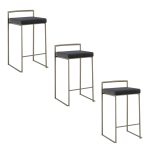 Fuji 26 Inch Black Velvet Industrial Counter Stool (Set of 3) 17 Fuji 26 Inch Black Velvet Industrial Counter Stool (Set of 3)