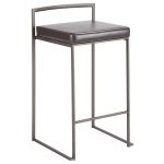 Fuji 26 Inch Brown Faux Leather Industrial Counter Stools (Set of 3) 15 Fuji 26 Inch Brown Faux Leather Industrial Counter Stools (Set of 3)