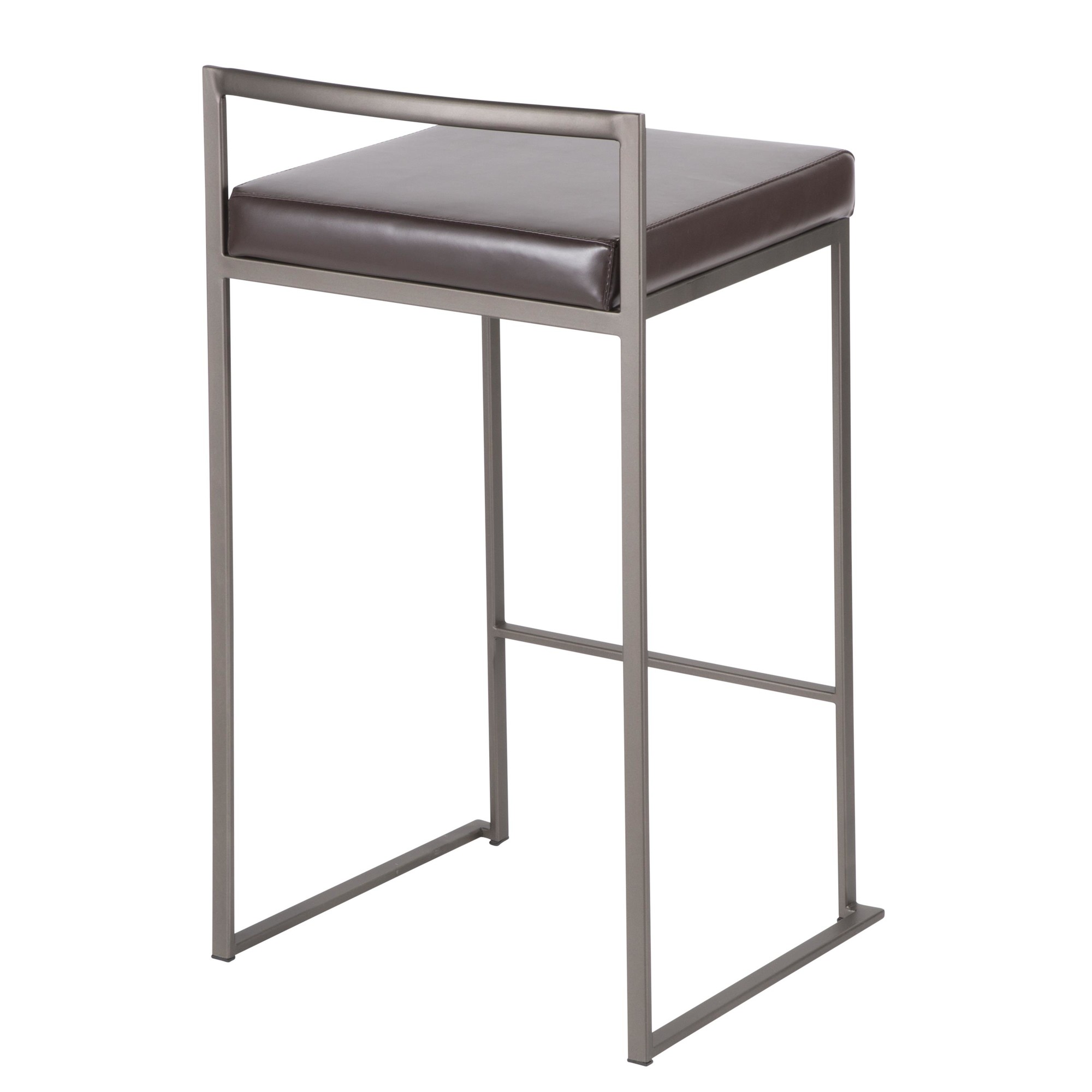 Fuji 26 Inch Brown Faux Leather Industrial Counter Stools (Set of 3) 6 Fuji 26 Inch Brown Faux Leather Industrial Counter Stools (Set of 3) - Image 6