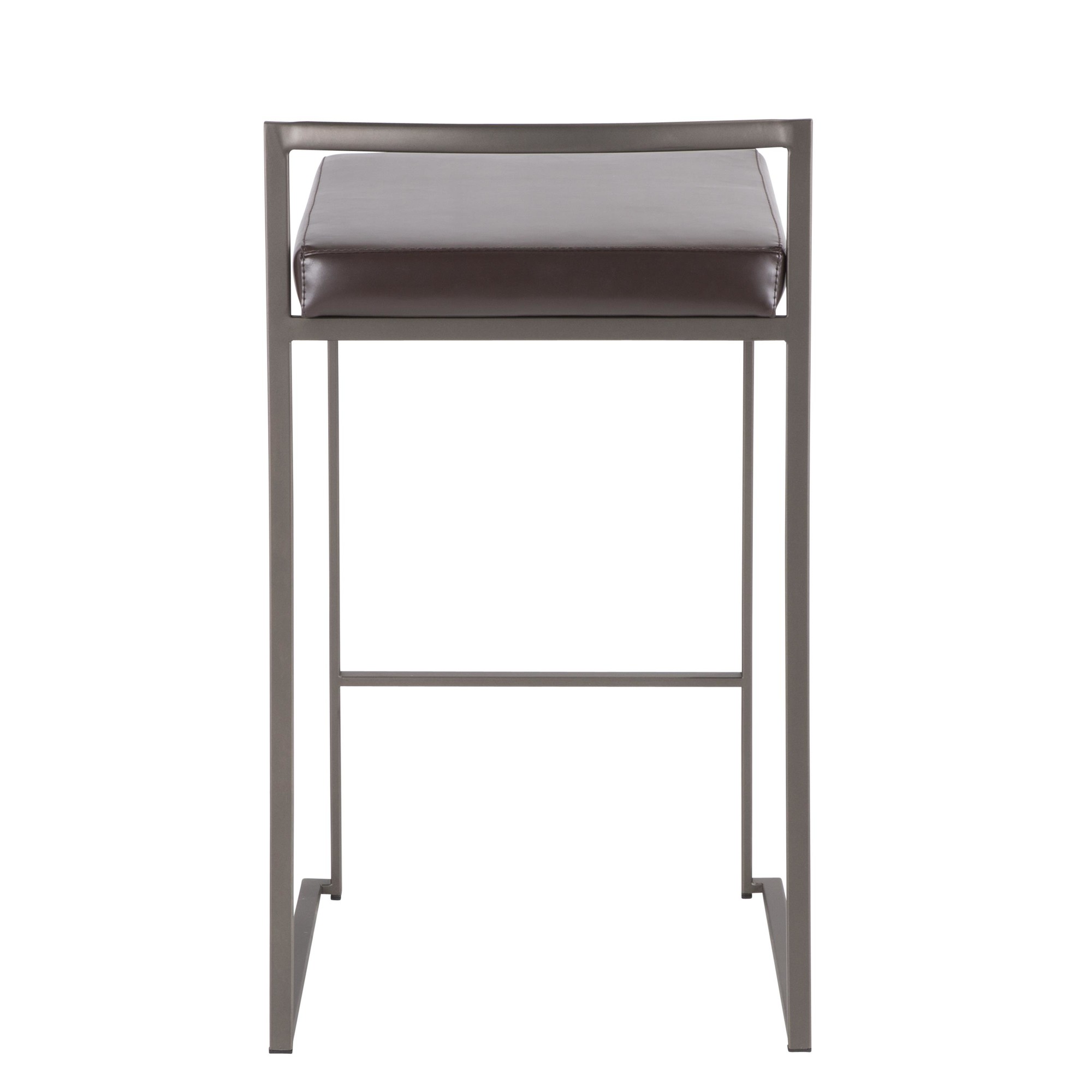 Fuji 26 Inch Brown Faux Leather Industrial Counter Stools (Set of 3) 7 Fuji 26 Inch Brown Faux Leather Industrial Counter Stools (Set of 3) - Image 7
