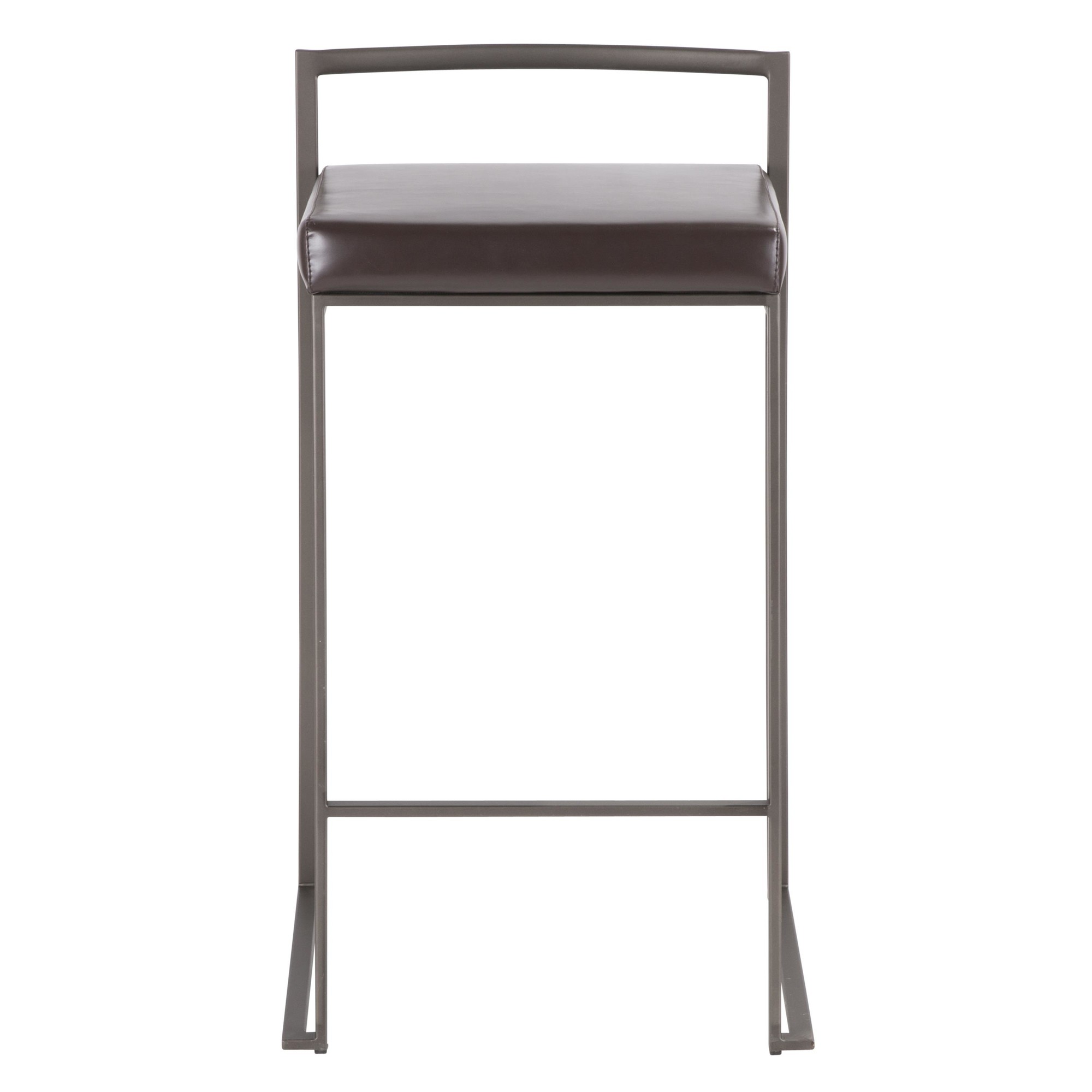 Fuji 26 Inch Brown Faux Leather Industrial Counter Stools (Set of 3) 8 Fuji 26 Inch Brown Faux Leather Industrial Counter Stools (Set of 3) - Image 8