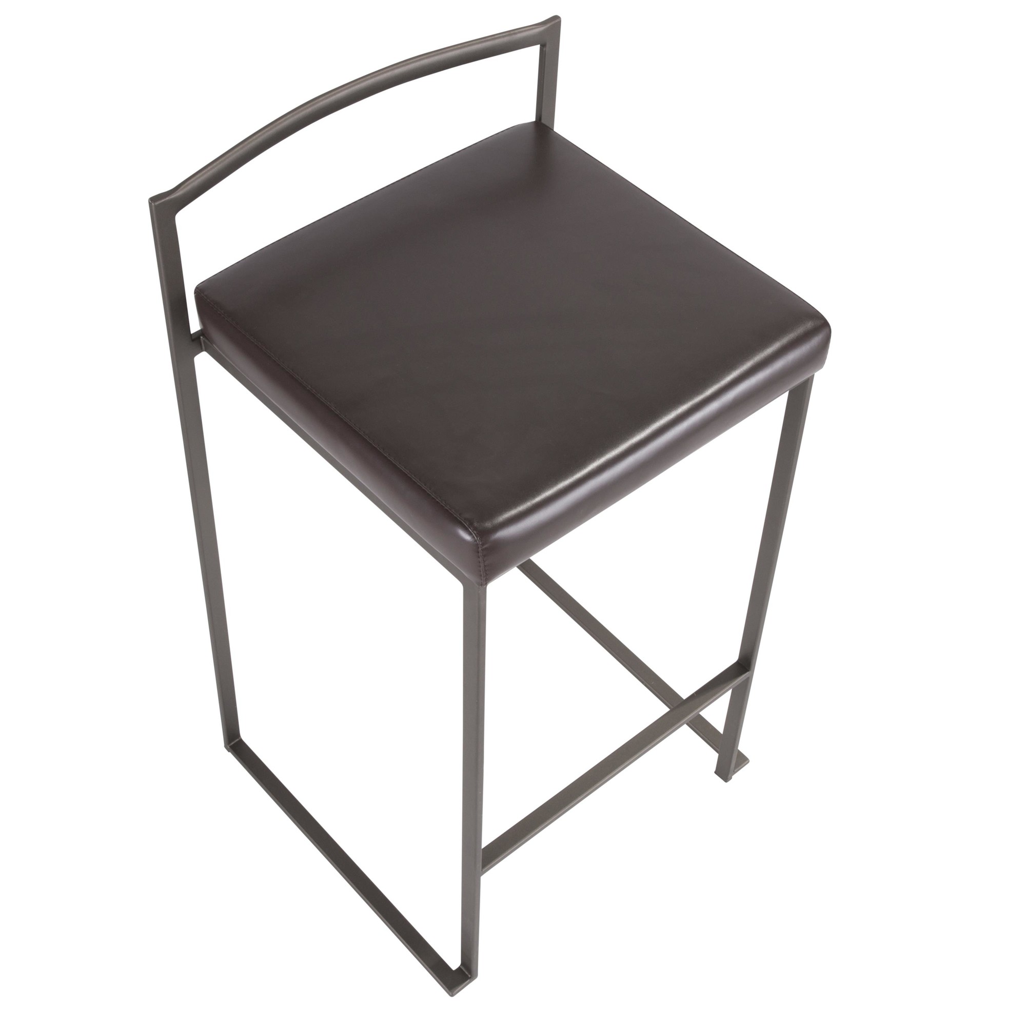 Fuji 26 Inch Brown Faux Leather Industrial Counter Stools (Set of 3) 9 Fuji 26 Inch Brown Faux Leather Industrial Counter Stools (Set of 3) - Image 9