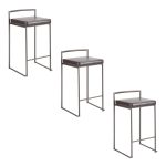 Fuji 26 Inch Brown Faux Leather Industrial Counter Stools (Set of 3) 21 Fuji 26 Inch Brown Faux Leather Industrial Counter Stools (Set of 3)
