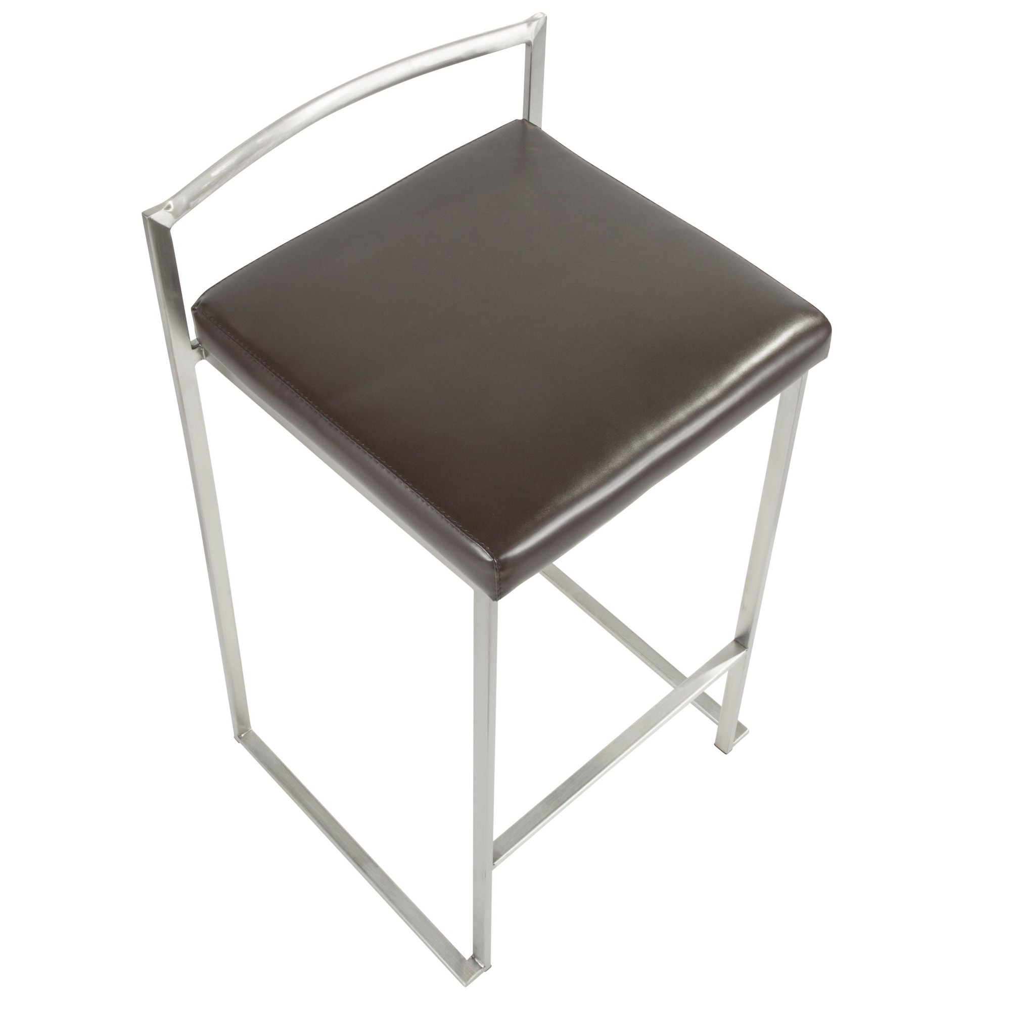 Fuji 26-Inch Contemporary Brown Faux Leather Counter Stool (Set of 3) 11 Fuji 26-Inch Contemporary Brown Faux Leather Counter Stool (Set of 3) - Image 11