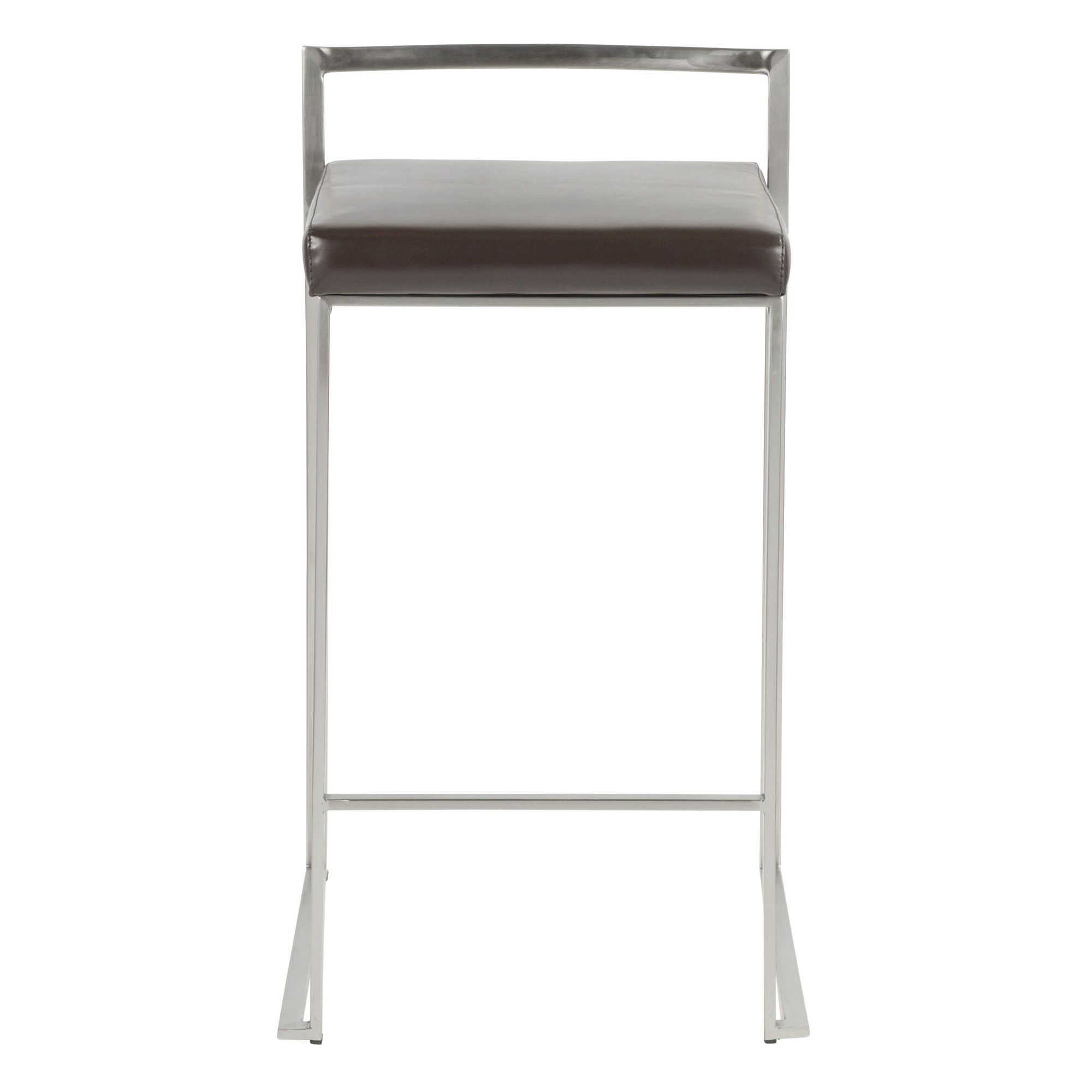 Fuji 26-Inch Contemporary Brown Faux Leather Counter Stool (Set of 3) 10 Fuji 26-Inch Contemporary Brown Faux Leather Counter Stool (Set of 3) - Image 10