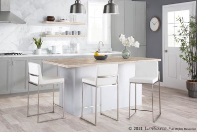 Fuji 26-Inch Contemporary White Velvet Counter Stool (Set of 3)