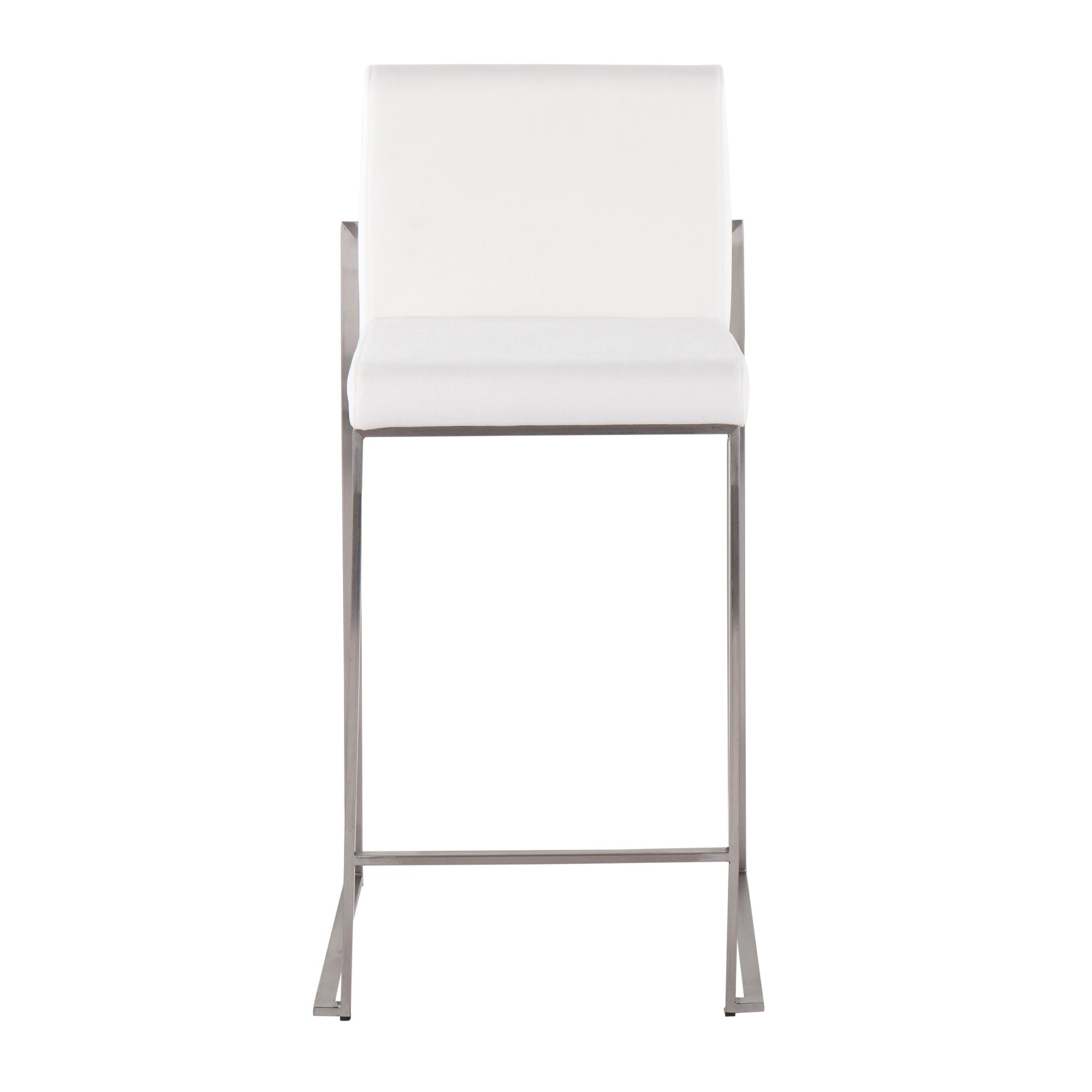 Fuji 26-Inch Contemporary White Velvet Counter Stool (Set of 3) 10 Fuji 26-Inch Contemporary White Velvet Counter Stool (Set of 3) - Image 10
