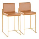 Fuji 26-Inch Gold and Camel Contemporary Counter Stools (Set of 2) 12 Fuji 26-Inch Gold and Camel Contemporary Counter Stools (Set of 2)
