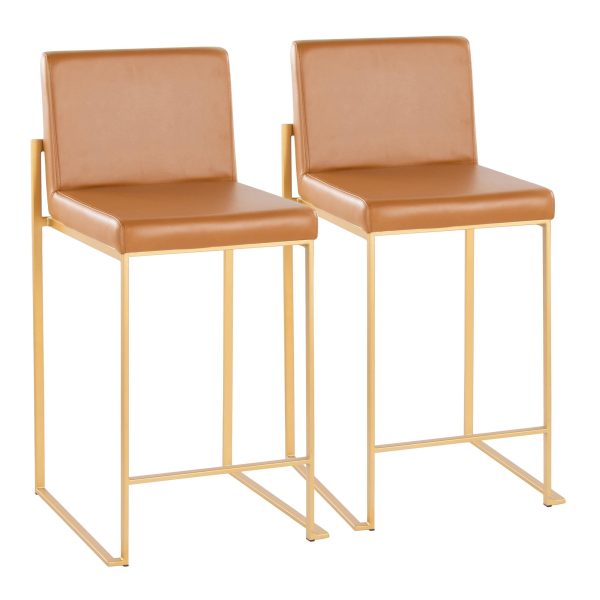Fuji 26 Inch Gold and Camel Contemporary Counter Stools Set of 2 2