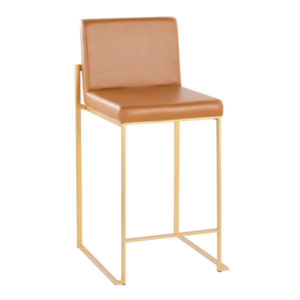 Fuji 26 Inch Gold and Camel Contemporary Counter Stools Set of 2 3