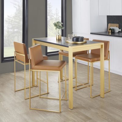 Fuji 26-Inch Gold and Camel Contemporary Counter Stools (Set of 2)