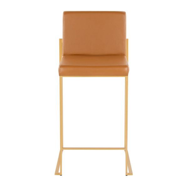 Fuji 26 Inch Gold and Camel Contemporary Counter Stools Set of 2 7