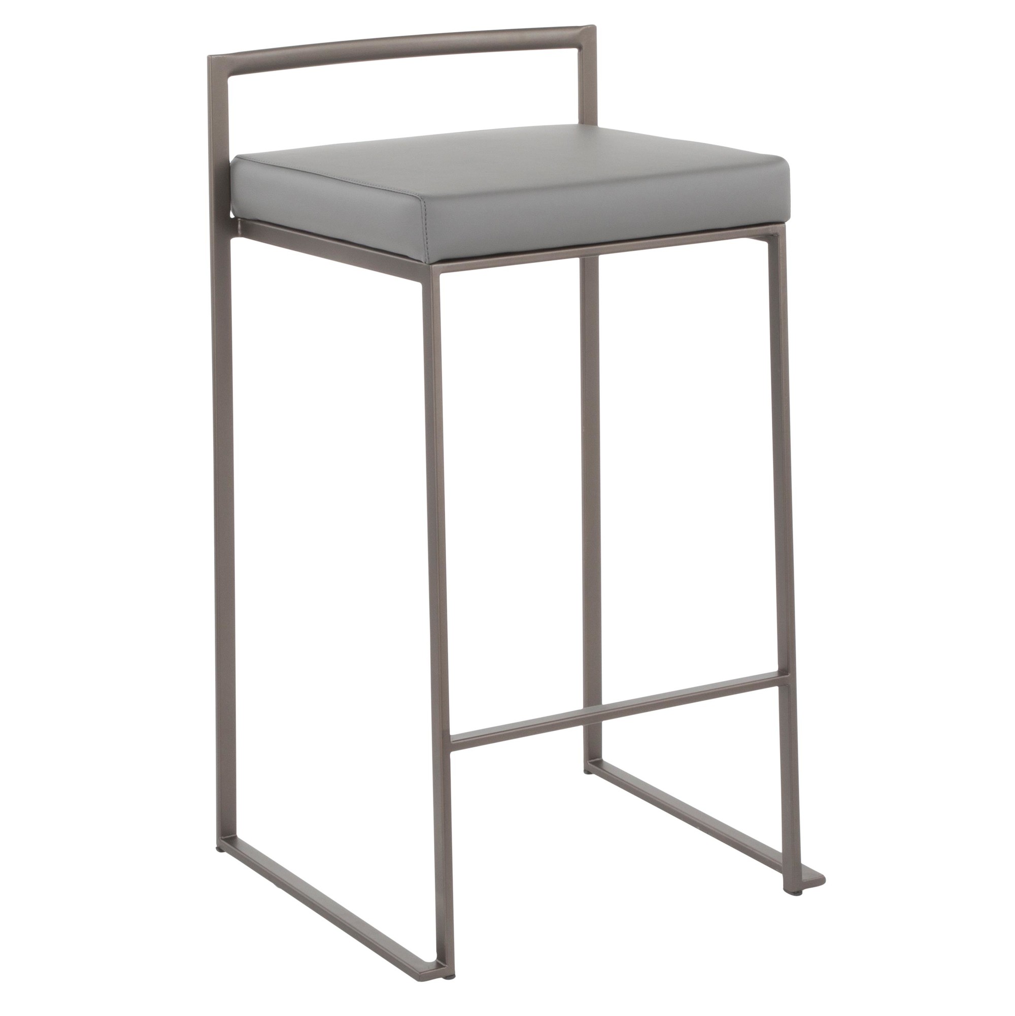 Fuji 26-Inch Industrial Antique Metal Grey Counter Stool (Set of 3) 3 Fuji 26-Inch Industrial Antique Metal Grey Counter Stool (Set of 3) - Image 3