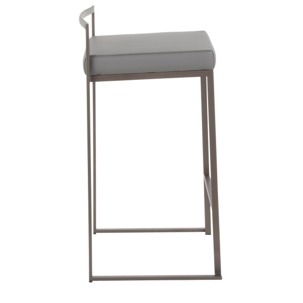 Fuji 26 Inch Industrial Antique Metal Grey Counter Stool Set of 3 3
