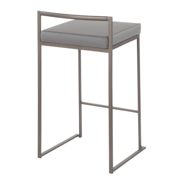Fuji 26 Inch Industrial Antique Metal Grey Counter Stool Set of 3 4