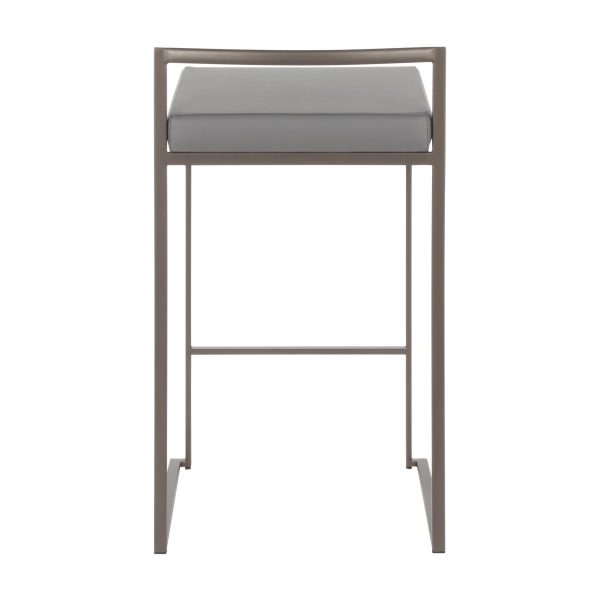 Fuji 26 Inch Industrial Antique Metal Grey Counter Stool Set of 3 5