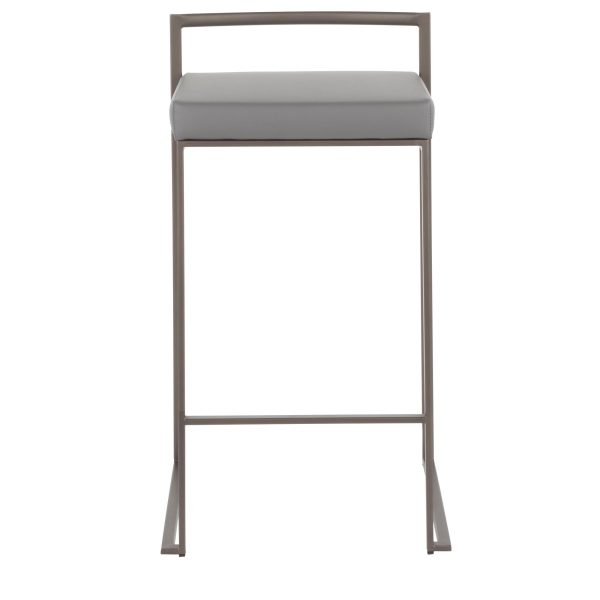 Fuji 26 Inch Industrial Antique Metal Grey Counter Stool Set of 3 6