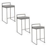 Fuji 26-Inch Industrial Antique Metal Grey Counter Stool (Set of 3) 19 Fuji 26-Inch Industrial Antique Metal Grey Counter Stool (Set of 3)