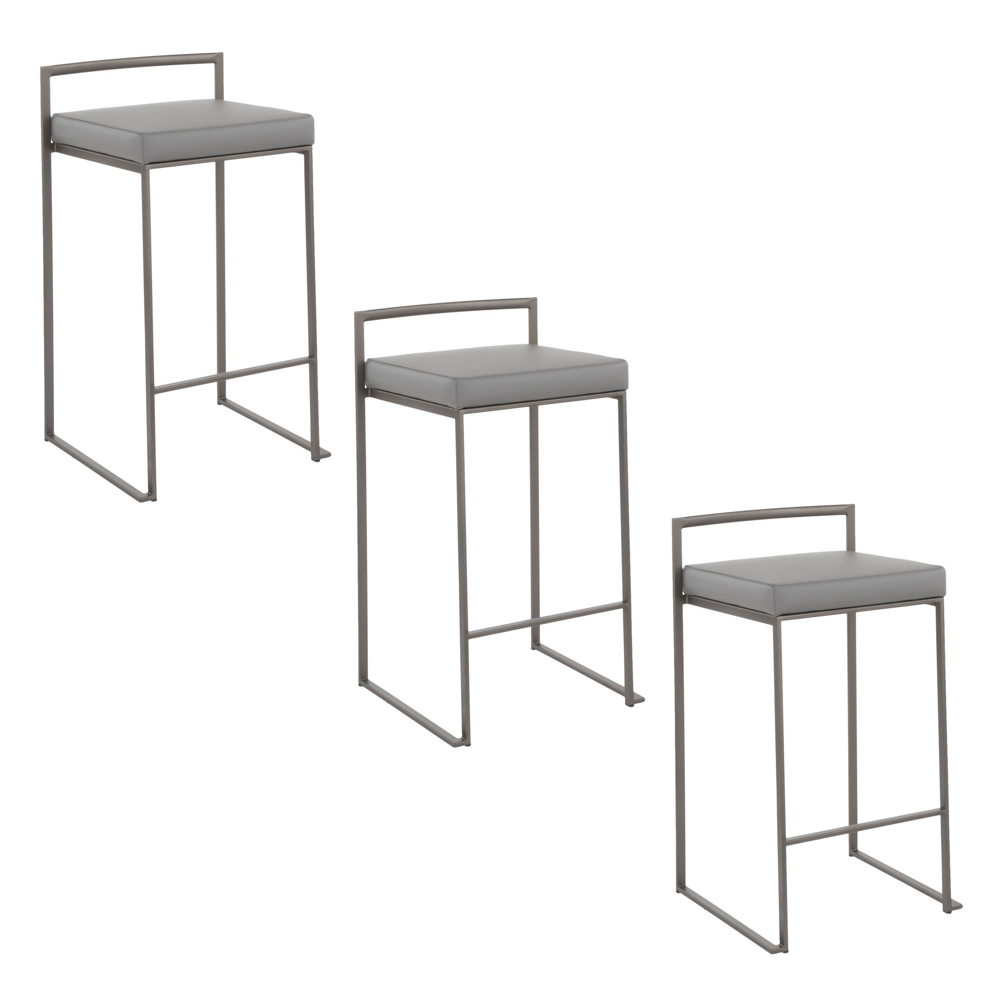 Fuji 26-Inch Industrial Antique Metal Grey Counter Stool (Set of 3) 9 Fuji 26-Inch Industrial Antique Metal Grey Counter Stool (Set of 3) - Image 9