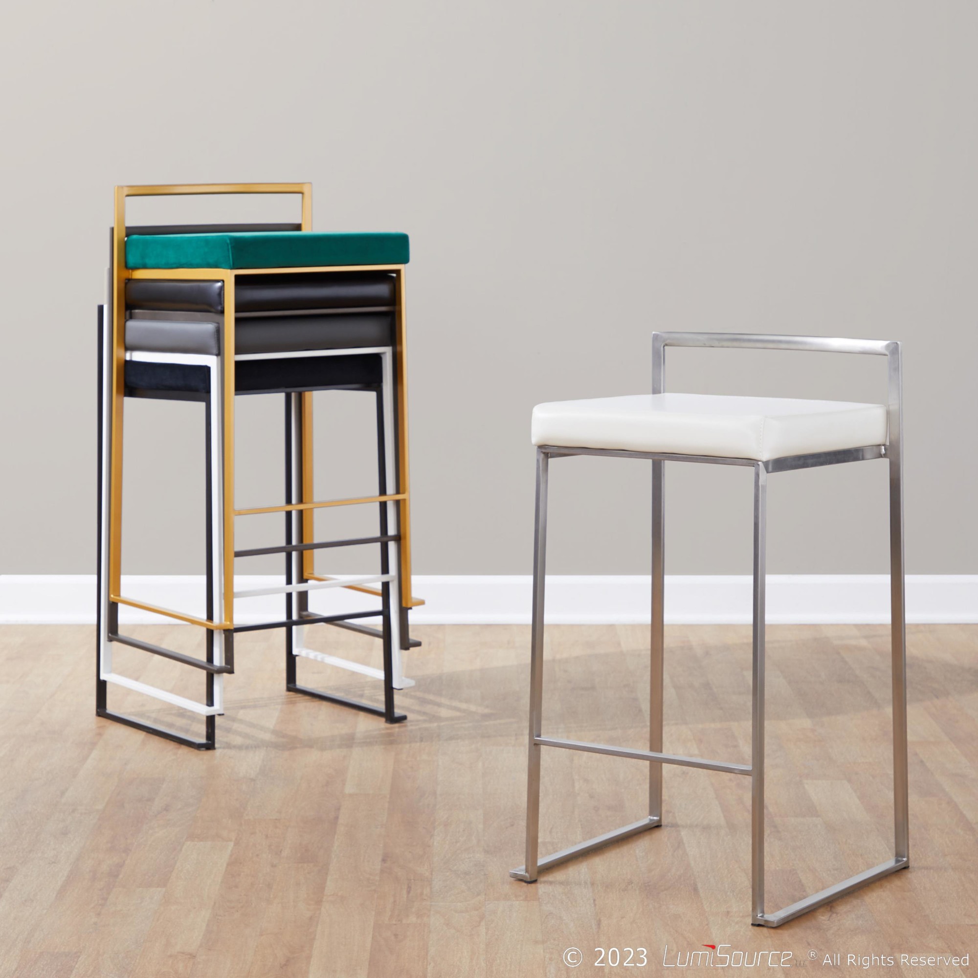 Fuji 26-Inch Industrial Camel Counter Stool Set (Set of 3) 2 Fuji 26-Inch Industrial Camel Counter Stool Set (Set of 3) - Image 2