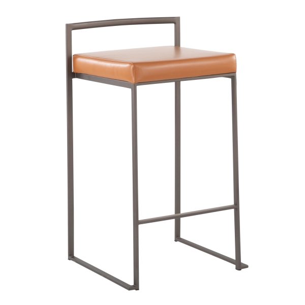 Fuji 26 Inch Industrial Camel Counter Stool Set Set of 3 2