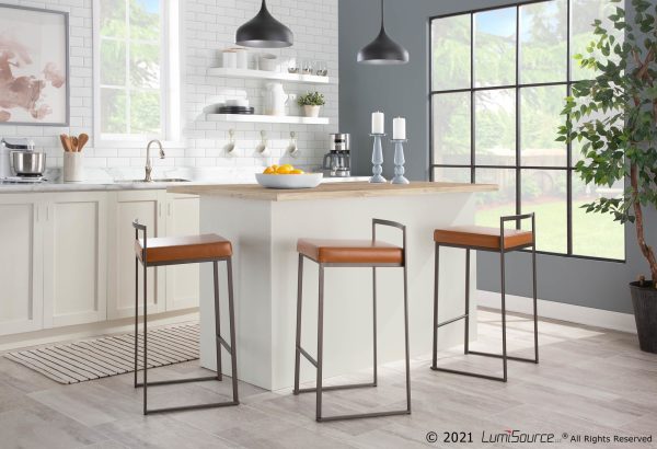Fuji 26 Inch Industrial Camel Counter Stool Set Set of 3