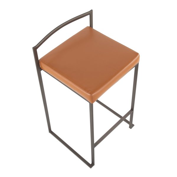 Fuji 26 Inch Industrial Camel Counter Stool Set Set of 3 7