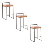 Fuji 26-Inch Industrial Camel Counter Stool Set (Set of 3) 19 Fuji 26-Inch Industrial Camel Counter Stool Set (Set of 3)