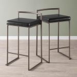 Fuji 26-Inch Industrial Stackable Black Faux Leather Counter Stools (Set of 3) 14 Fuji 26-Inch Industrial Stackable Black Faux Leather Counter Stools (Set of 3)