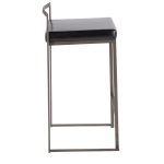 Fuji 26-Inch Industrial Stackable Black Faux Leather Counter Stools (Set of 3) 16 Fuji 26-Inch Industrial Stackable Black Faux Leather Counter Stools (Set of 3)