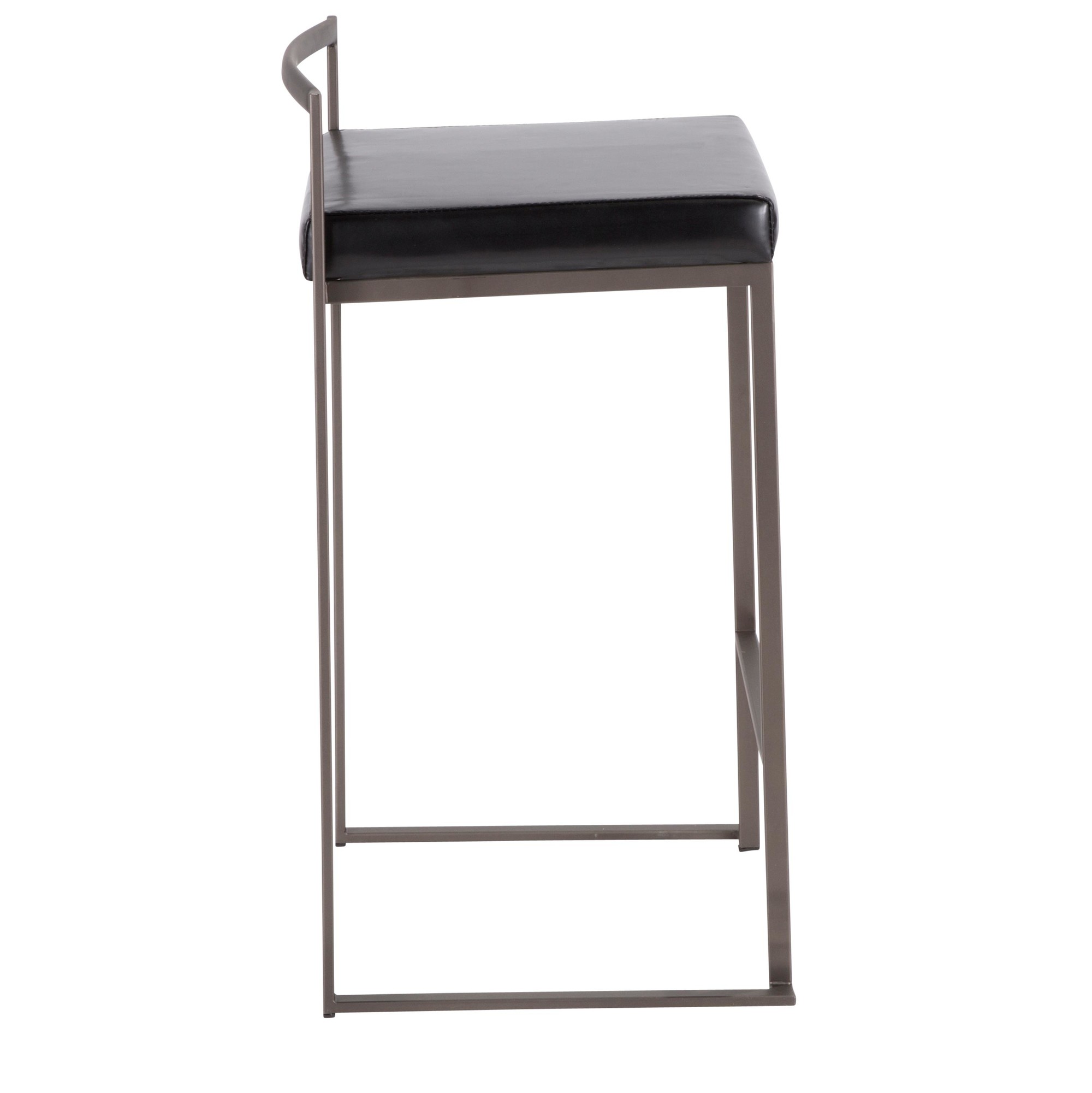 Fuji 26-Inch Industrial Stackable Black Faux Leather Counter Stools (Set of 3) 5 Fuji 26-Inch Industrial Stackable Black Faux Leather Counter Stools (Set of 3) - Image 5