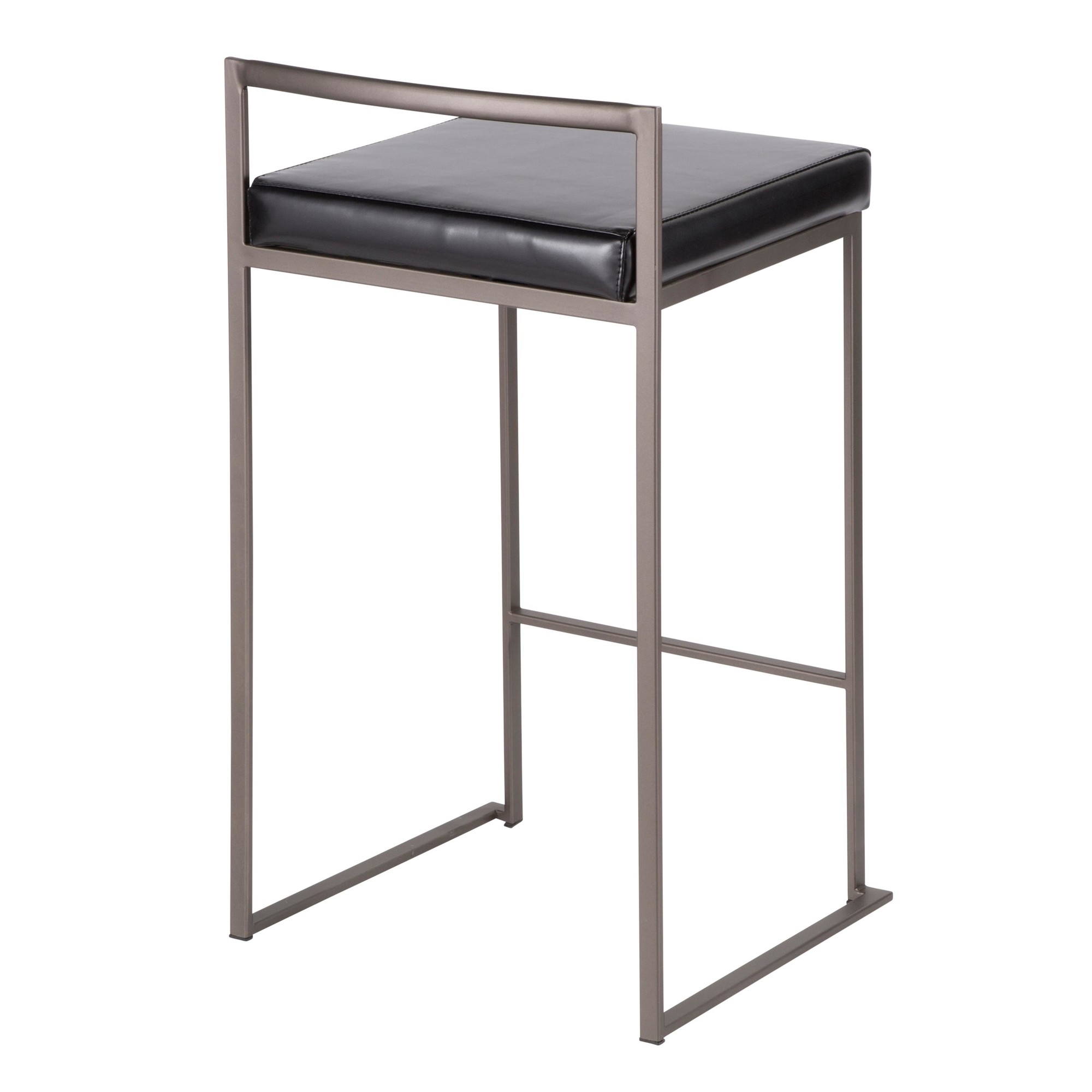 Fuji 26-Inch Industrial Stackable Black Faux Leather Counter Stools (Set of 3) 6 Fuji 26-Inch Industrial Stackable Black Faux Leather Counter Stools (Set of 3) - Image 6