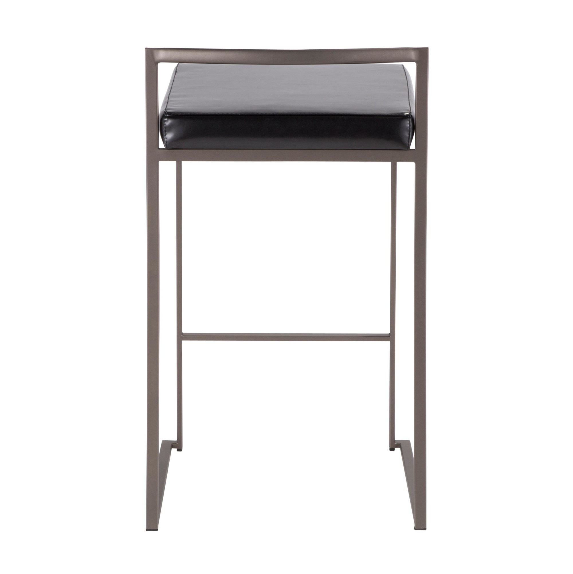 Fuji 26-Inch Industrial Stackable Black Faux Leather Counter Stools (Set of 3) 7 Fuji 26-Inch Industrial Stackable Black Faux Leather Counter Stools (Set of 3) - Image 7